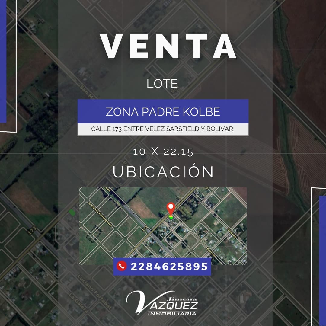 🌳 VENTA | Hermoso lote ubicado en Zona Padre Kolbe 📍Calle 173 entre Vélez Sarsfield y Bolíva